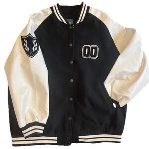 Wild Fable Women's Game Day Varsity Jacket Black & White Sz XL Fan Athleisure